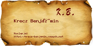Krecz Benjámin névjegykártya
